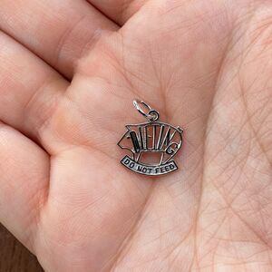 Vintage 925 Sterling Silver "Dieting Do Not Feed" Pig Pendant Bracelet Charm